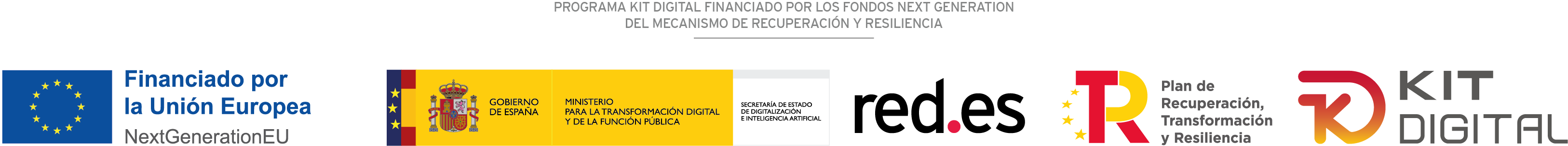 Programa Kit Digital — Financiado por la Unión Europea (NextGenerationEU), Gobierno de España (Ministerio para la Transformación Digital y de la Función Pública), red.es, Plan de Recuperación, Transformación y Resiliencia