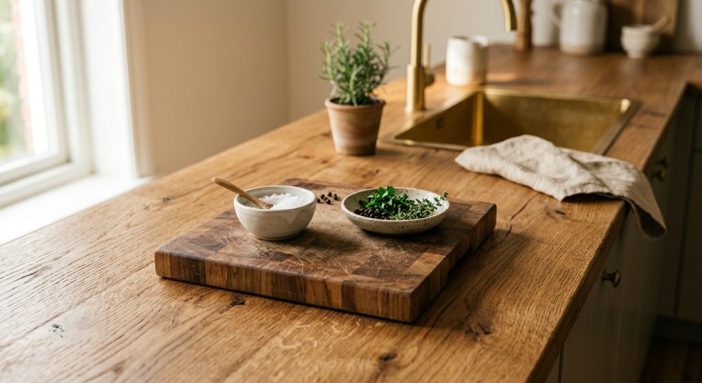 Encimera de madera en cocina: pros, contras y cuándo elegirla